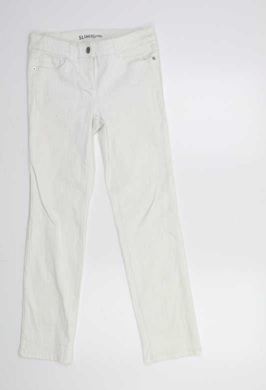 NEXT Womens White  Denim Straight Jeans Size 8 L28 in