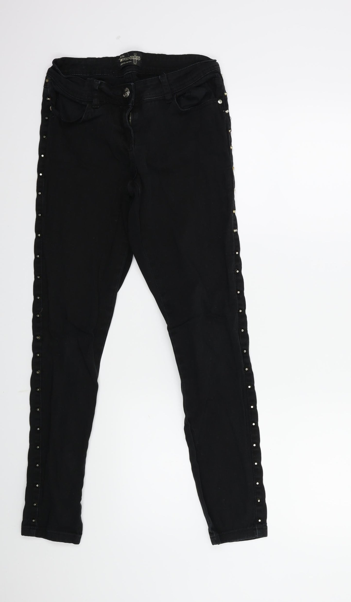 yesyes Womens Black  Denim Skinny Jeans Size 8 L28 in