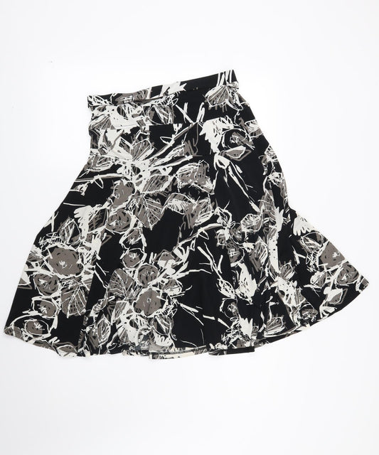 Preworn Womens Black Geometric  A-Line Skirt
