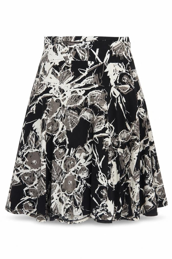Preworn Womens Black Geometric  A-Line Skirt