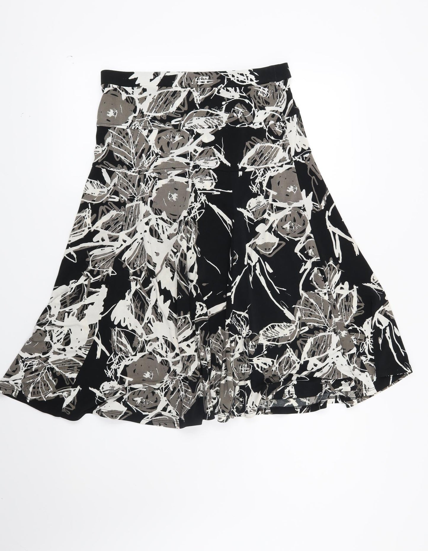 Preworn Womens Black Geometric  A-Line Skirt