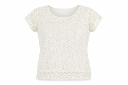 Preworn Womens Beige Geometric  Basic T-Shirt Size 8