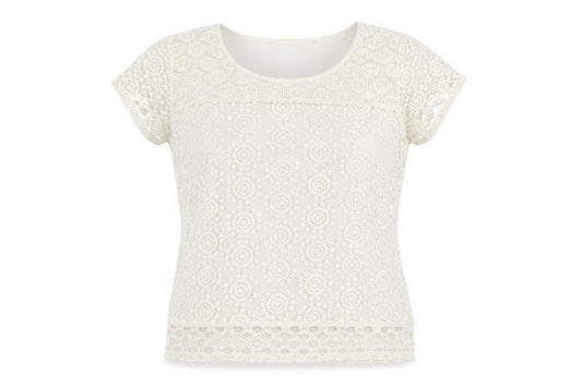 Preworn Womens Beige Geometric  Basic T-Shirt Size 8