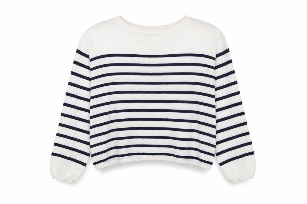 H&M Girls White Striped  Pullover Jumper Size 11-12 Years