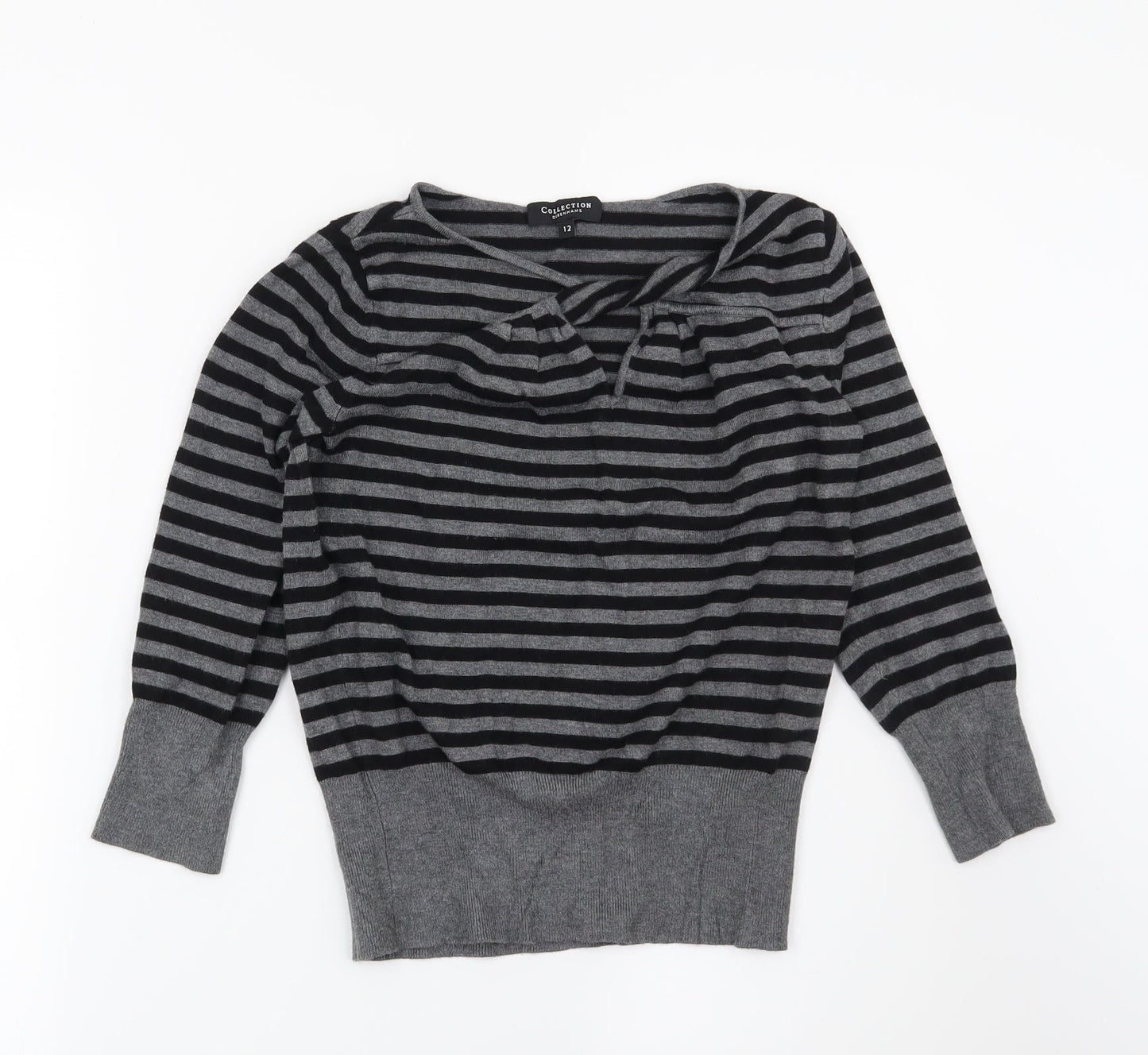 Debenhams Womens Grey Striped  Pullover Jumper Size 12