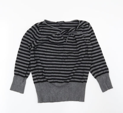 Debenhams Womens Grey Striped  Pullover Jumper Size 12