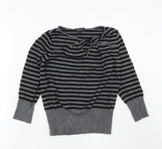 Debenhams Womens Grey Striped  Pullover Jumper Size 12