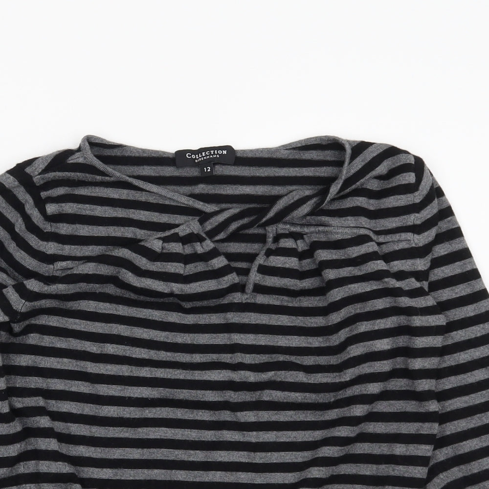 Debenhams Womens Grey Striped  Pullover Jumper Size 12