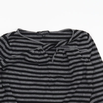 Debenhams Womens Grey Striped  Pullover Jumper Size 12