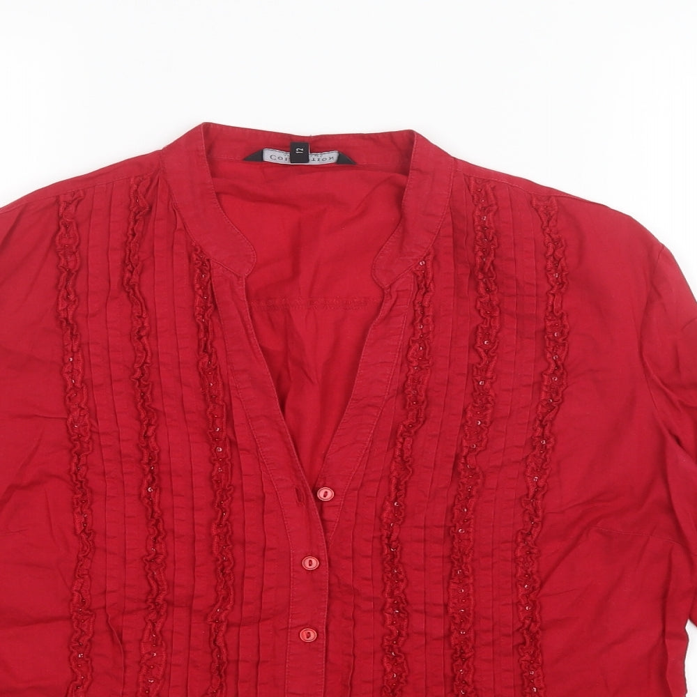 Debenhams Womens Red   Basic Button-Up Size 12  - String tie around back has been removed