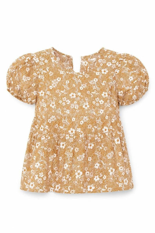 George Girls Brown Floral  Basic Blouse Size 7-8 Years