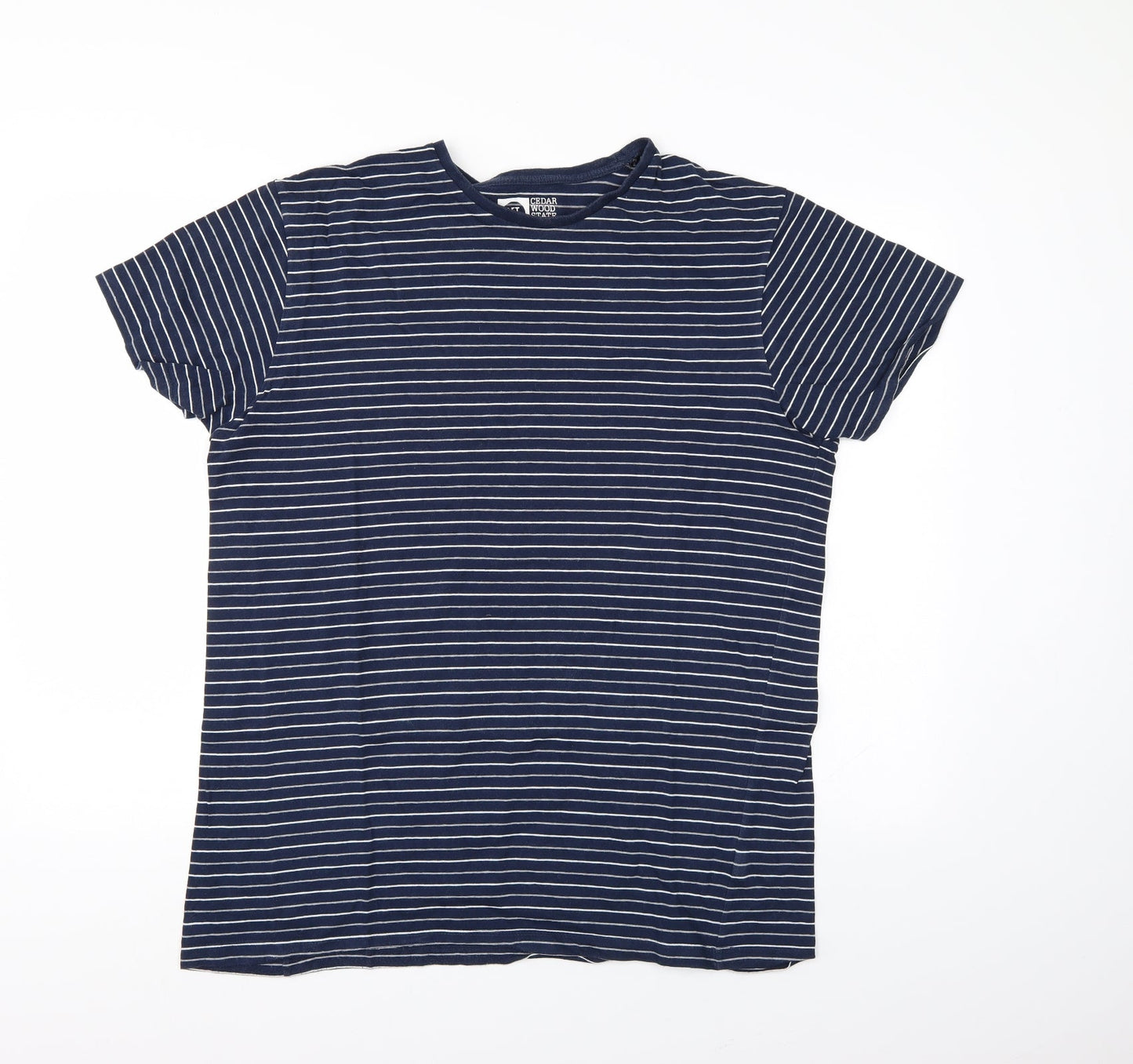 Cedar Wood State Mens Blue Striped   T-Shirt Size XL