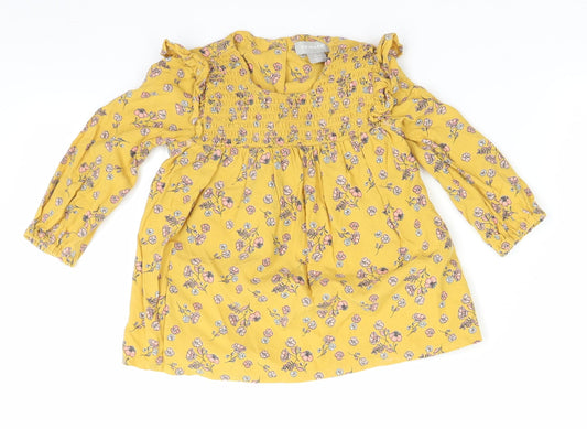 Primark Girls Yellow Floral  A-Line  Size 24 Months