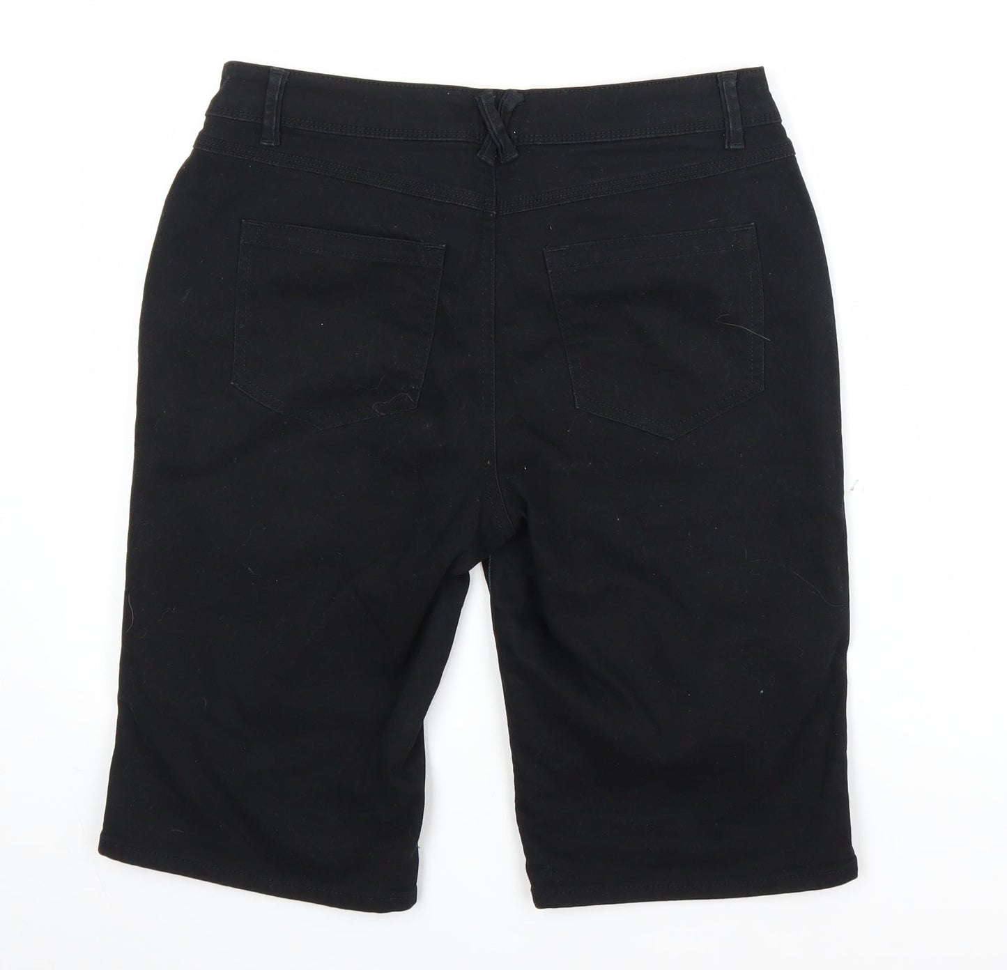 B.You Womens Black  Denim Chino Shorts Size 12 - Distressed