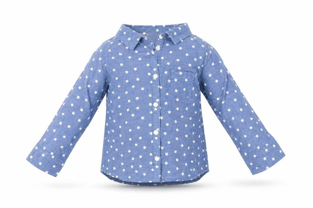 H&M Girls Blue Spotted  Basic Button-Up Size 2 Years