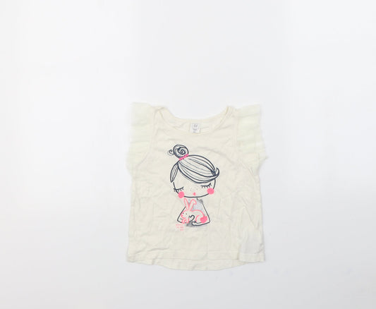 Gap Girls White   Basic T-Shirt Size 3 Years