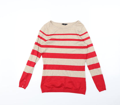 M&Co Womens Beige Striped  Pullover Jumper Size 8