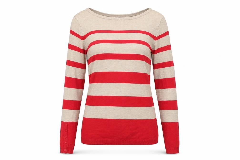 M&Co Womens Beige Striped  Pullover Jumper Size 8