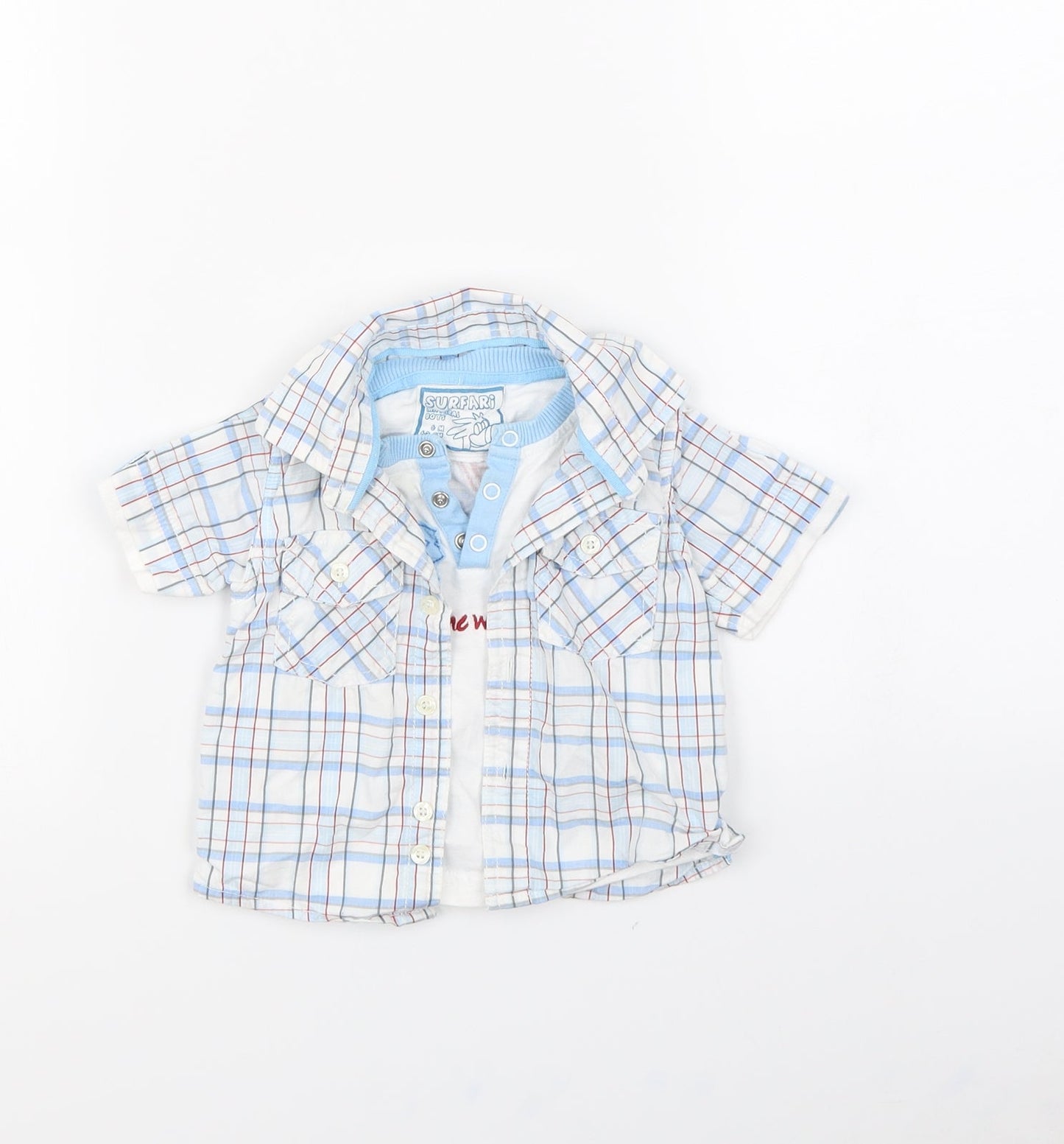 SURFARI Boys Blue Check  Pullover Jumper Size 6-9 Months