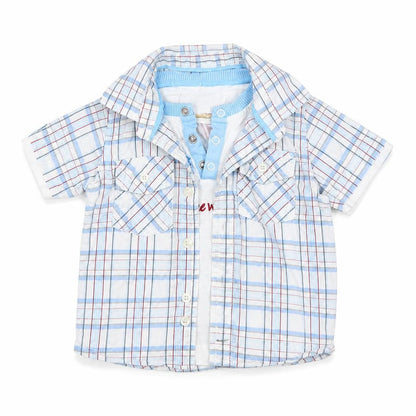 SURFARI Boys Blue Check  Pullover Jumper Size 6-9 Months
