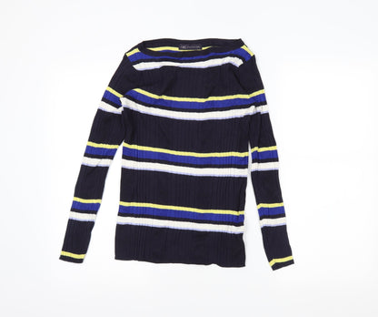 Marks & Spencer Womens Black Striped  Pullover Jumper Size 12