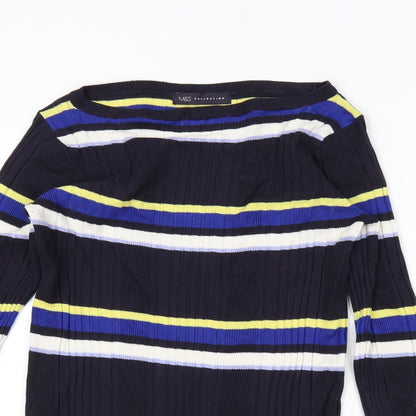 Marks & Spencer Womens Black Striped  Pullover Jumper Size 12