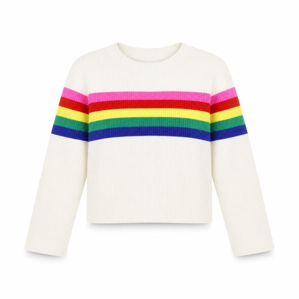 Malibu Girls Ivory Striped  Pullover Jumper Size M