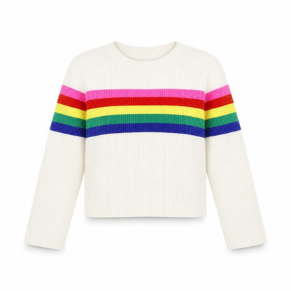 Malibu Girls Ivory Striped  Pullover Jumper Size M