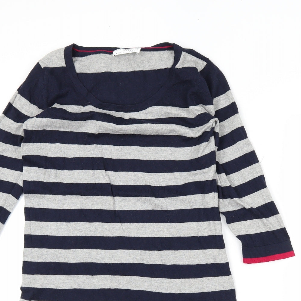 Autograph Womens Blue Striped  Pullover Jumper Size 8