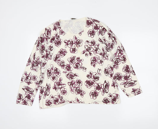 eatsex Womens White Floral  Pullover Jumper Size 18