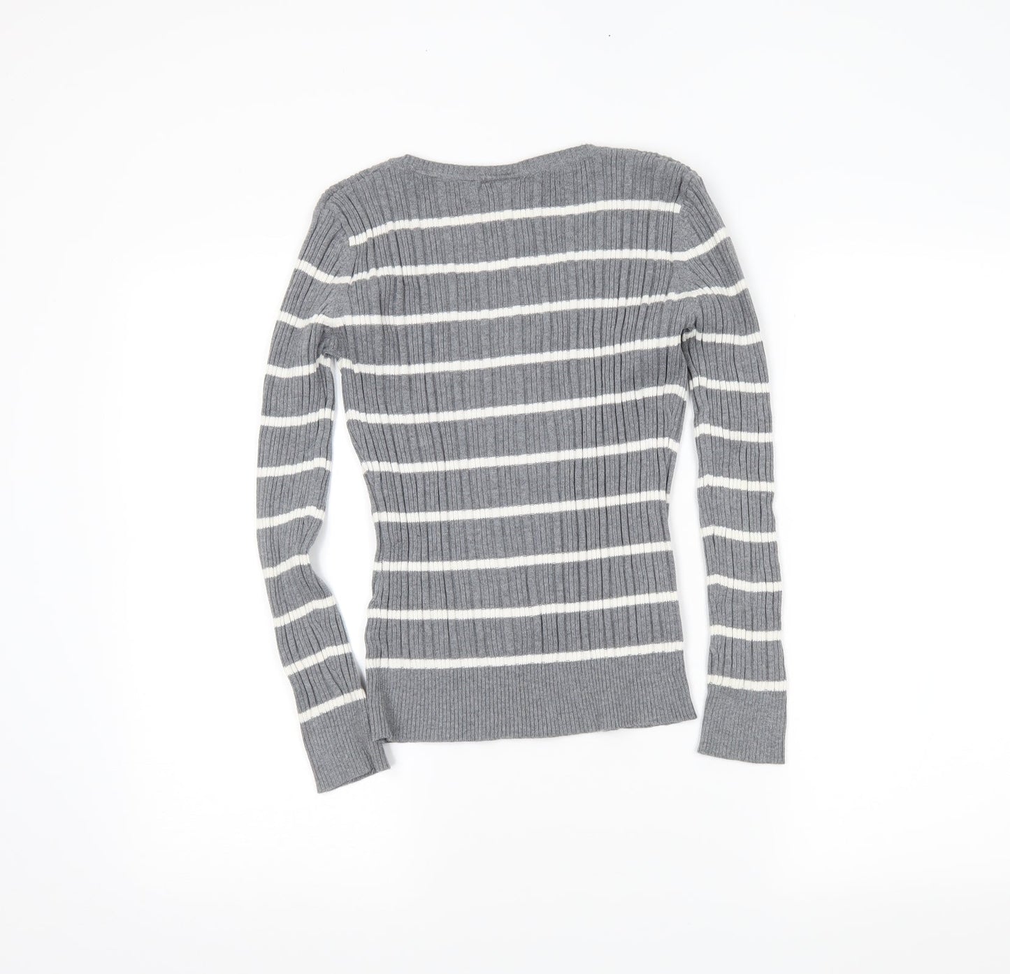 Yessica Womens Grey Striped  Tunic Jumper Size L
