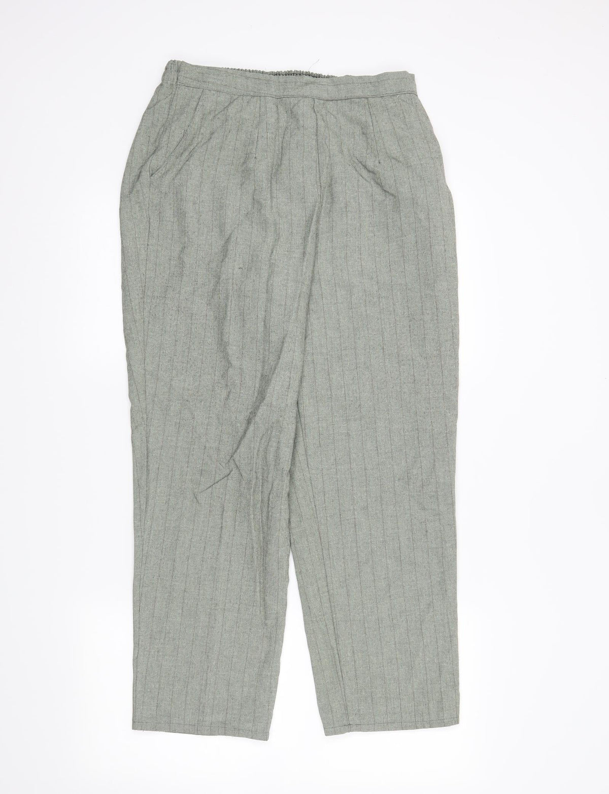Preworn Womens Green Striped  Trousers  Size 16 L27 in
