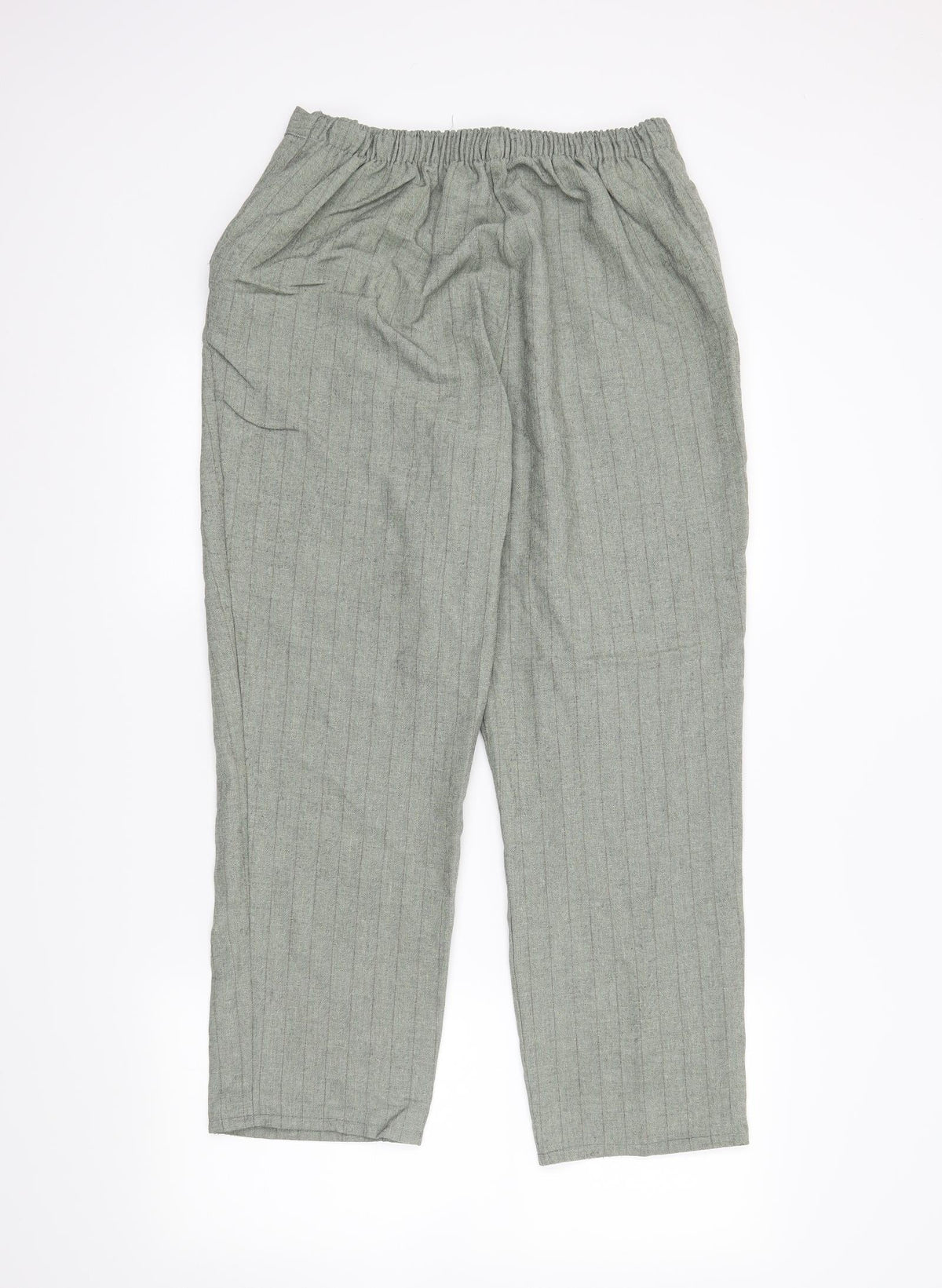 Preworn Womens Green Striped  Trousers  Size 16 L27 in