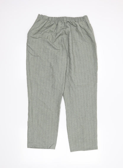 Preworn Womens Green Striped  Trousers  Size 16 L27 in
