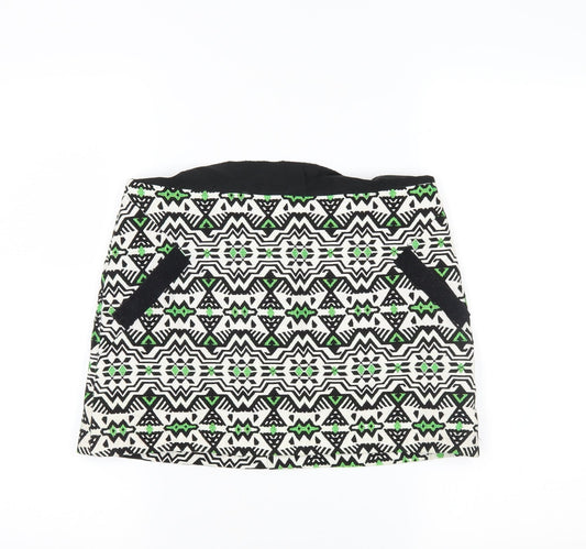 Topshop Womens White Fair Isle  Mini Skirt Size 10