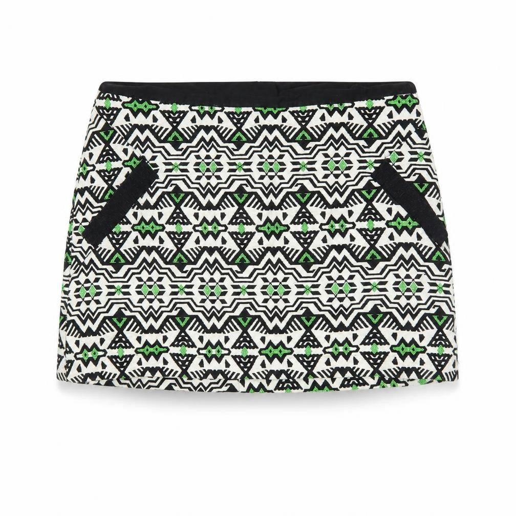 Topshop Womens White Fair Isle  Mini Skirt Size 10