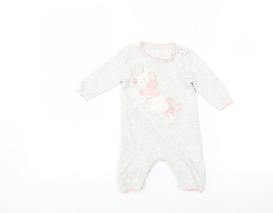 George Girls Grey   Babygrow One-Piece Size 0-3 Months  - Unicorns