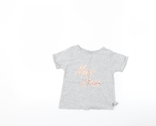 Matalan Girls Grey   Basic T-Shirt Size 18-24 Months  - Mini Boss