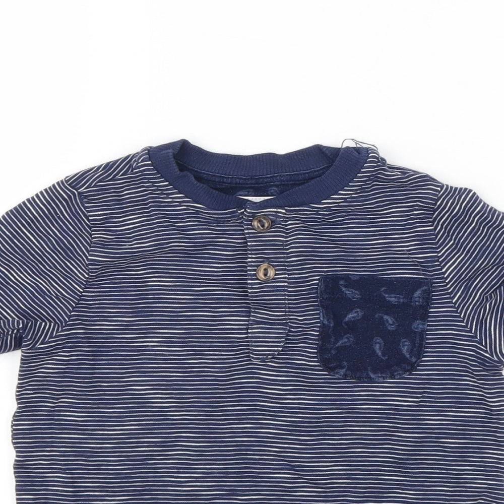 F&F Boys Blue Striped  Basic T-Shirt Size 12-18 Months