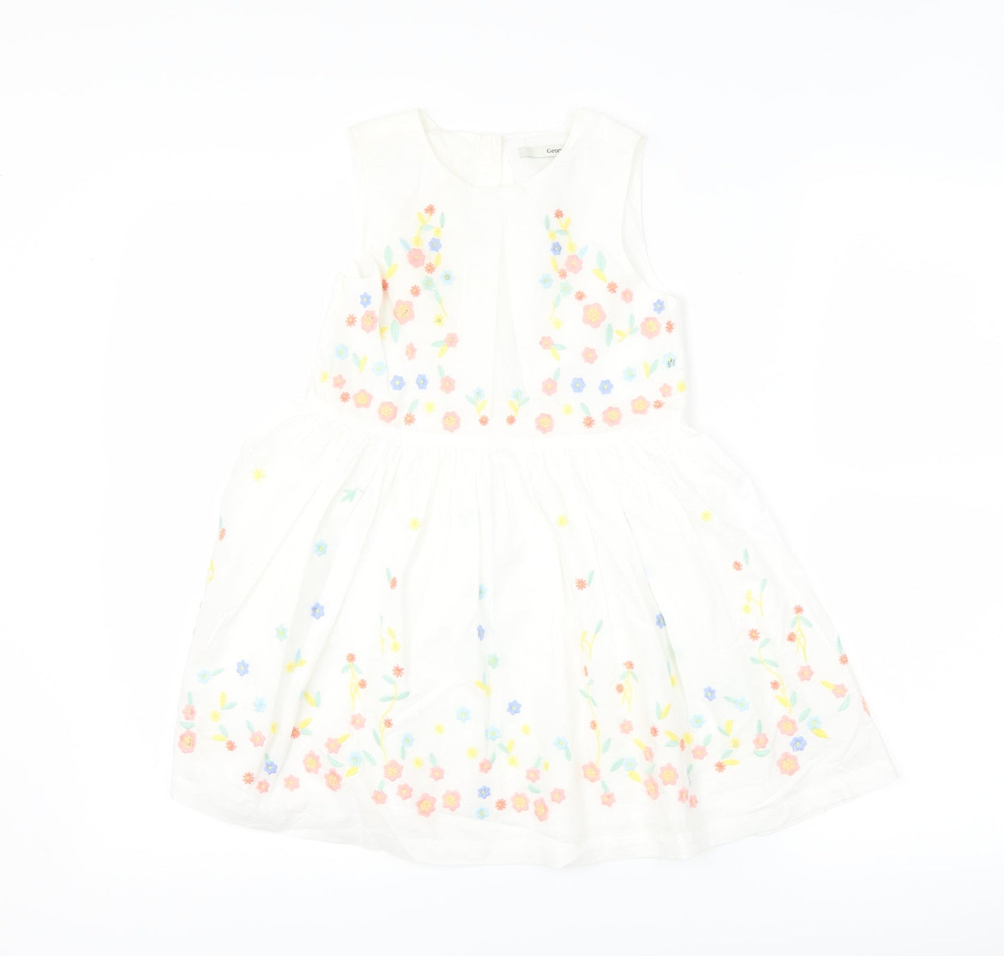 George Girls White Floral  A-Line  Size 5-6 Years