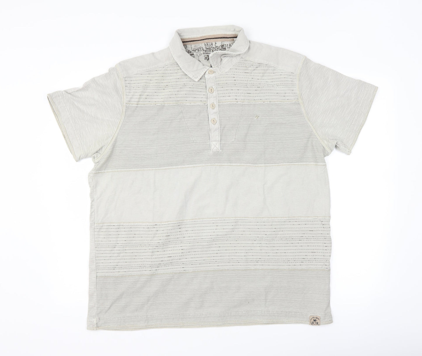 RJR.John Rocha Mens Beige Striped   Polo Size XL