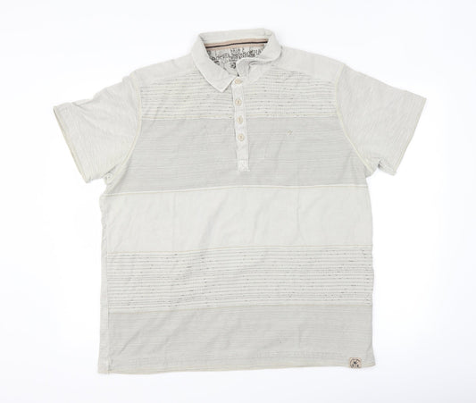 RJR.John Rocha Mens Beige Striped   Polo Size XL