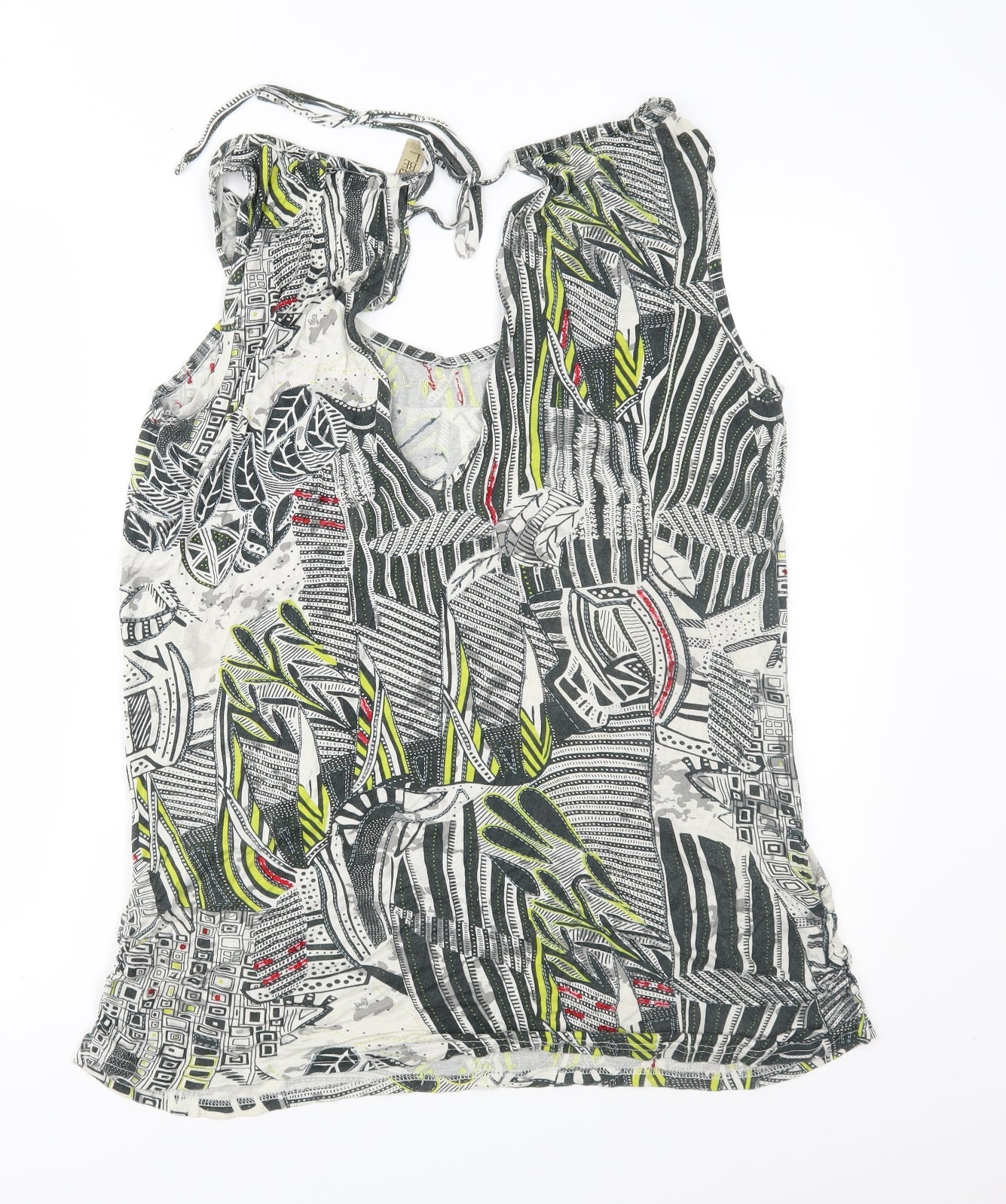 Love Label Womens Grey Geometric Jersey Basic Blouse Size 8