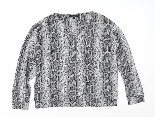 NEXT Womens Grey Animal Print Knit Pullover Jumper Size 14