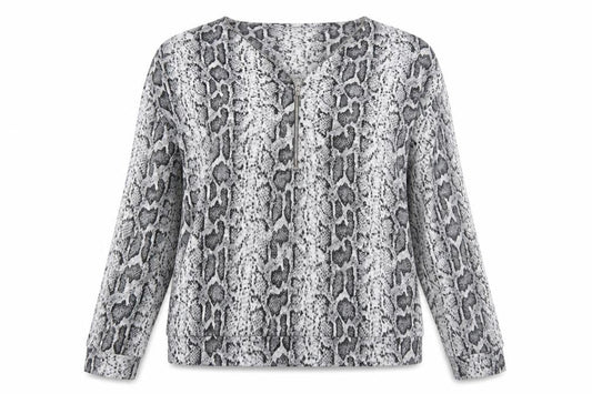 Next Womens Grey Animal Print Knit Pullover Jumper Size 14