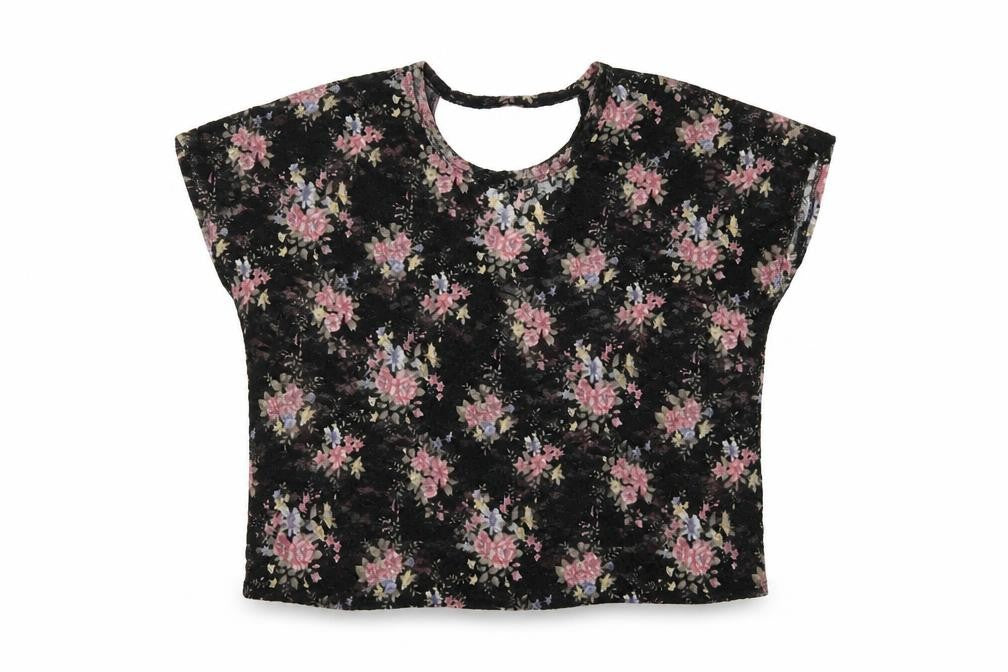 Pins & Needles Womens Black Floral  Basic T-Shirt Size M  - see through