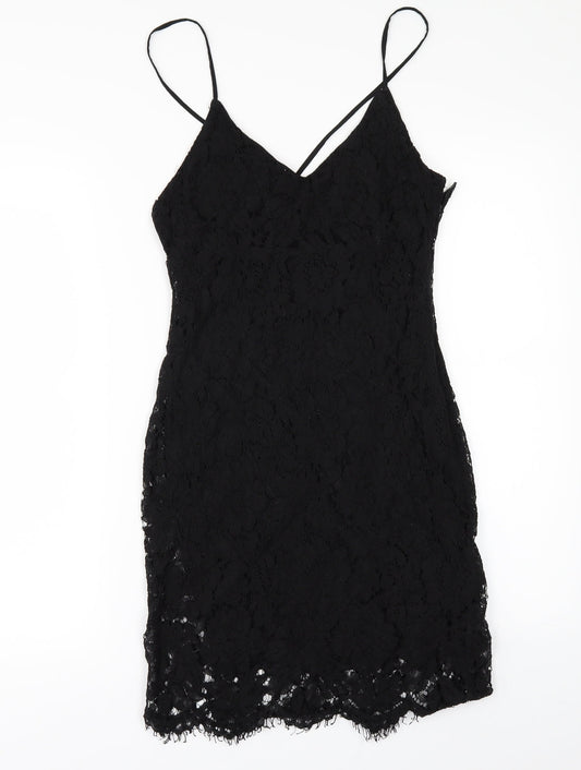 LOVE LIES Womens Black   Mini  Size S  - LACE SHAPED HEM