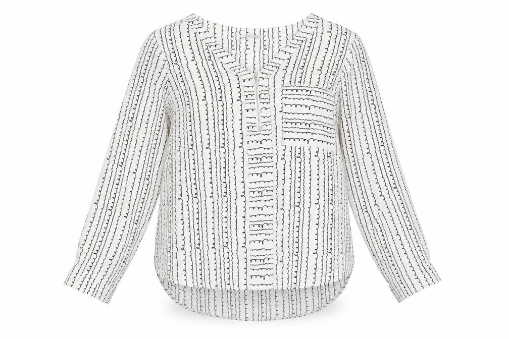 Papaya Womens White Striped  Tunic Blouse Size 14