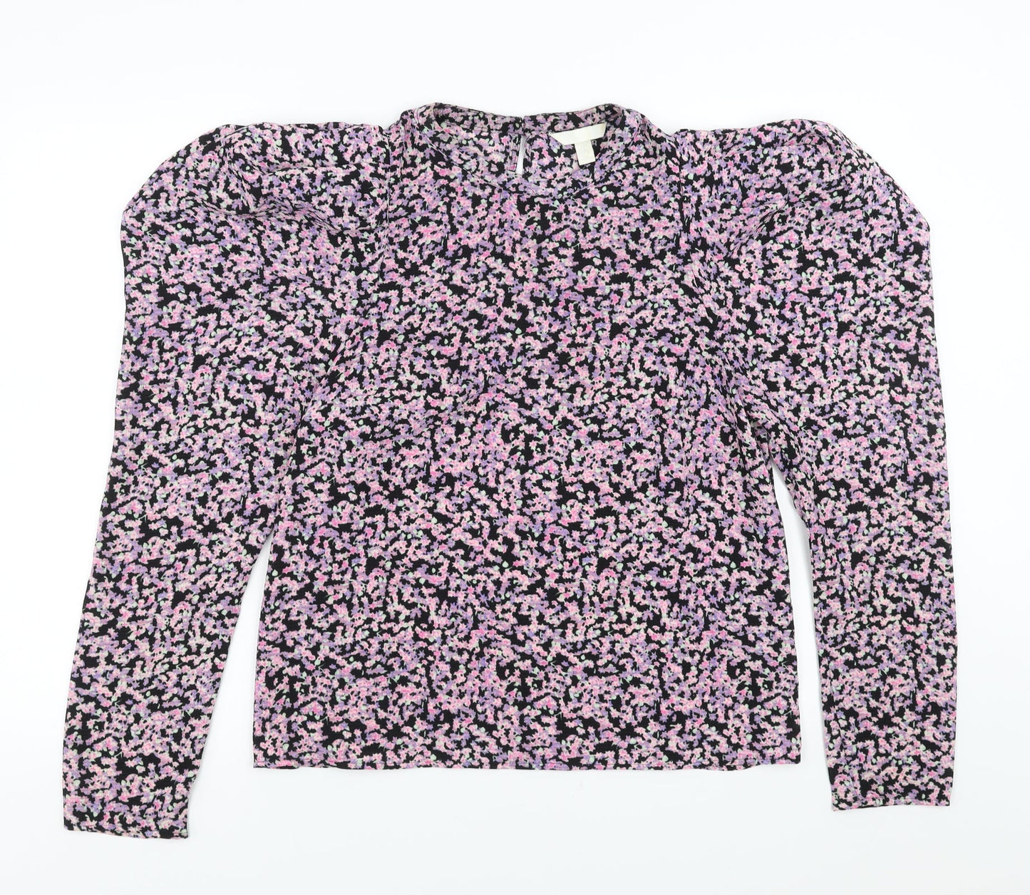 H&M Womens Purple Floral  Basic Blouse Size L