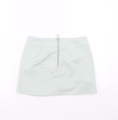 Preloved Topshop Womens Green   A-Line Skirt Size 8 - Back